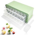 Ice Cube Trays with Lid and Bin, 3-Pack Easier-Released Ice Trays Molds for Freezer with Ice Container, Scoop and Cover (Green)