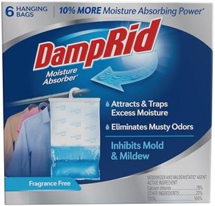 DampRid Fragrance Free Hanging Moisture Absorber, 15.4 oz., 6 Pack - Eliminates Musty Odors for Fresher Air, Ideal Moisture Absorbers for Closet, 10% More Moisture Absorbing Power*