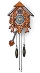TIMEGEAR Cuckoo Wall Clock with Night Mode in Traditional German Style with Carved Squirrels (Cherry) Brown 6052C 0