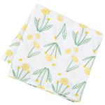 Handkerchief, Furoshiki (Hand-dyed Yuzen print) / Made in Japan, 19.7inch (50 cm), 100% Cotton, Washable, Japanese Reusable Bag, Bento wrap Cloth, Chief, Scarf, Bandana (Dandelion-White)