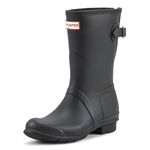 HUNTER Womens Original Short Gloss Snow Rain Boot, Black, 9 US