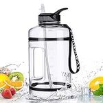 FORWEWAY 2.2l Water Bottle with Straw Gym Jug BPA-Free Leak Proof Reusable Large Durable 2.2 Litre Half Gallon Water Bottle with Handle Portable for Sports Cycling Running Work