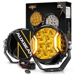 Auxbeam V-ULTRA Series LED Round Light Pods, 5 Inch 172W Offroad Driving Side Shooter Light with Amber DRL, 270° Wide Range 20400LM Yellow/Amber Fog Light Hyper Spot Beam Ditch Lights with Black Cover