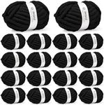Inhand Chunky Chenille Yarn for Hand Knitting,Thick Bulky Blanket Yarn for Crocheting,Soft Fluffy Yarn for Crochet Birthday Gifts for Men/Women/Beginners,18 Pack (29.5Yds/8.4oz Each),Jet Black