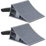 Homeon Wheels RV Camper Large Wheel Chocks Extra Wide with Handle and Rope for Travel Trailers, Cars, Tire Chocks Blocks 2 Packs Hard Plastic Heavy Duty(Gray)