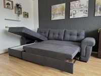 Corner Sofa Bed with Storage Grey Fabric Universal Corner Left/Right