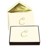 Designer Greetings Monogram Boxed Note Cards, Personalized Stationery Set (10 Count), Letter C