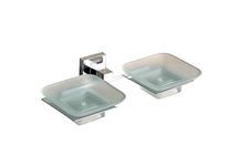 EMBROS Masterpiece Glass Dual Soap Dish - Bathroom Glass Double Soap Stand - Brass Glass Dual Soap Dish Holder QUBIX Wall Mounted