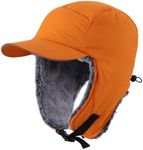 Home Prefer Men's Warm Winter Hat with Earflaps Faux Fur Trooper Trapper Hat Ushanka Hunting Hat (US, Alpha, One Size, Orange)