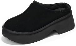 Project Cloud Clogs for Women - Memory Foam Genuine Suede Slip on Clogs, Non-Slip Sole Women's Mules & Clogs - Slip-on Womens Shoes & Womens Clogs - Comfy Mules for Women 2024 (Johnna, Black, 8)