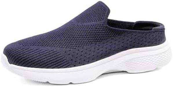 DREAM PAIRS Mules for Women Shoes Slip on Sneakers Knit Flats Lightweight Breathable Comfortable Walking Shoes,Size 9.5,Navy-Knit,SDML2201W