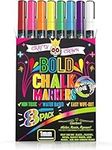 Chalky Crown - Chalk Pens - Liquid Chalk Markers - Dry Erase Chalk Pen for Chalkboards, Signs, Windows, Blackboard & More - 24 Chalkboard Labels Included - 8 Pack, Multicolored, 1mm