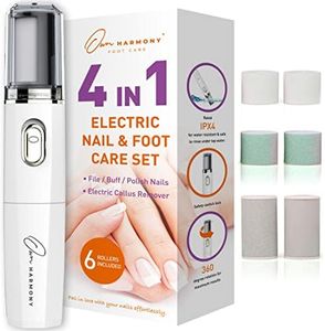 Electric Nail File and Foot Callus Remover, Rechargeable: Own Harmony Foot File Pedicure Kit and Natural Manicure Set with USB Efile, Portable Nail Buffer Filer to Shape, Buff, Polish Thick Toenails