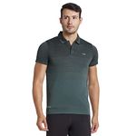 berge' New Mens Polyester Autostriper Dry Fit Polo Tshirts for Men, Quick Drying & Breathable Fabric, Gym Wear Tees & Workout Tops|Collar Tshirt for Men|Slim Fit Half Sleeve Tshirt|Olive - XL