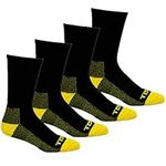 Terra Men's High Vis Multipack Reinforced Steel Toe Moisture Wicking Work Crew Socks Black 4 Pairs