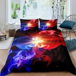 richhome Boxing Gloves Duvet Cover Girl Super King Challenge Fight Bedding Set Chic Blue And Red Comforter Cover For Kids Children Soft Luxury Princess Style Bedspread Cover 3pcs Bedding Set