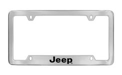 Jeep Wordmark Chrome Plated Metal Bottom Engraved License Plate Frame Holder