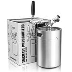 TMCRAFT 170oz Mini Keg Growler, Pressurized Stainless Steel Home Keg Kit System with Adjustable Faucet Keeps Fresh and Carbonation for Homebrew, Craft and Draft Beer