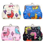 Oyachic 4 pcs Buckle Coin Purse, Clasp Closure Change Purse, Kiss Lock Clutch Pouch Change Wallet for Women Girls, Alpaca and Cactus