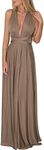 IWEMEK Women's Transformer Infinity Long Evening Maxi Dress Deep V-Neck Multi-Way Wrap Convertible Halter Wedding Bridesmaid Formal Party Floor Length Gown Cocktail Dress High Elasticity Brown