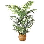 LOMANTO Fake Majesty Palm Plant 4Ft Artificial Plants for Home Decor Indoor Faux Palm Trees in Pot Fake Tropical Plants for Housewarming Gift 1Pack