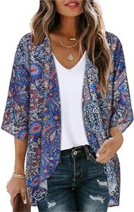 Women's Floral Kimono Cardigan Cover Up Casual Tops,Purple Boho,S