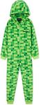 Minecraft Boys Fleece Onesie, Hooded Onesie Pyjamas - Gifts for Gamers (Green, 11-12 Years)