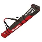 BRUBAKER Padded Ski Bag Skibag Carver Pro 2.0 with strong 2-Way Zip and Compression Straps - Red Black - 74 3/4"