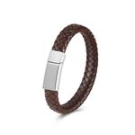 Minicremation Cremation Jewelry Urn Bracelet for Ashes for Women Men Keepsake Memorial Cuff Bangle Braided Leather Wristband Bracelet (18cm/7.08in, Brown)