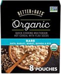 Better Oats Bare Organic Multigrain Hot Cereal Packets, Instant Multigrain Hot Cereal Packets, Thick and Hearty Texture, Ready in 2 Minutes, Box of 8 Pouches