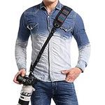 waka Camera Neck Strap with Quick Release and Safety Tether, Adjustable Camera Shoulder Sling Strap for Nikon Canon Sony Olympus DSLR Camera - Black (Retro)