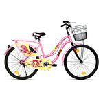 XCi Pout 26T Women's Bike, 26-Inch tyres, Single Speed, Non-Geared, Rigid Suspension, V Brake, Adult (12+ Years), 18 Inches Steel Frame, Pink Yellow