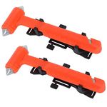 DOCOSS Hard Carbon Steel Emergency Seat Belt Cutter with Window Glass Breaker Car Hammer, Pack of 2 Emergency Escape Tool (Orange)