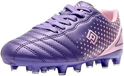 DREAM PAIRS Boys Girls Outdoor Sport Football Shoes Soccer Cleats for Little/Big Kid,Size 3 Little Kid,Light/Purple/Pink,SUPERFLIGHT-1K