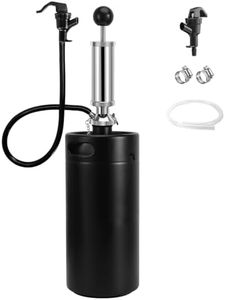 128 Oz Mini Keg Growler with Beer Tap System, 3.6L Keg Tap Pump Pressurized Hand Pump Draft Beer Dispenser for Homebrewing Picnic Parties