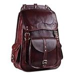 Handmade World Vintage Full Grain 21 Inch Leather Laptop LARGE Backpack Casual Bookbag Daypack Camping Travel Rucksack Knapsack, Brown, 17 Inch, Traditional Backpacks