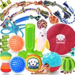 KIPRITII Puppy Teething Toys - 20 Pack Dog Toys for Puppy Teething and Boredom, Pet Dog Toothbrush Dog Toys with Rope Toys, Dog Treat Ball and More Squeaky Toy for Puppies and Small Dogs