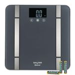 Salter SA00432GFEU6 Bathroom Smart Scale – Bluetooth Digital Scale, 200kg, Measure Weight, Body Fat/Water, Muscle/Bone Mass, BMI/BMR, 8 User Memory, Connect to Phone with Free Salter Health App, Grey