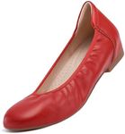 Cestfini Ballet Flats Shoes for Women Dress Shoes Casual Foldable Work Shoes for Office Classic Round Toe Slip on Shoes Red