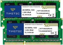 Timetec 8GB KIT(2x4GB) DDR3 1333MHz PC3-10600 Non-ECC Unbuffered 1.5V CL9 2Rx8 Dual Rank 204 Pin SODIMM Laptop Notebook PC Computer Memory RAM Module Upgrade (8GB KIT(2x4GB))