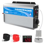 GIANDEL 2200W Pure Sine Wave Power Inverter 12V DC to 120V AC with 20A Solar Charge Control and Remote Control&LED Display and Dual AC Outlets &1x2.4A USB Port for RV Truck Car Solar System