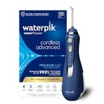 Waterpik Cordless Advanced 2.0 Water Flosser for Teeth, Gums, Braces, Dental Care with Travel Bag & 4 Tips, CDA Validated, Waterproof Rechargeable Handheld, Blue (1 Count) Packaging May Vary