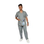 Indicare Health Sciences Men's Scrub Suit with 7 pockets| V-Neck| Ideal for Doctors, Nurses, Dentists and Healthcare Professionals (Dark Grey, XS)