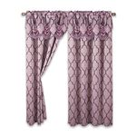 Elegant Comfort Moroccan Trellis Print, Jaquard Look Curtain Panels with Attached Pleated Valance, with 2inch Rod Pocket for Bedroom, Living Room (54 X 84-inches Long, Set of 2), Purple