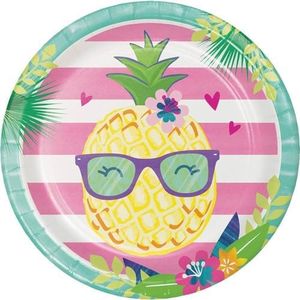 Creative Converting Pineapple N Friends Paper Dinner Plates, 22 cm Diameter, 8 Pieces