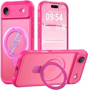 MOCCA Compatible with iPhone Air Case with Magnetic Invisible Stand [Full Camera Protection] [Compatible with Magsafe] Military Drop Shockproof Translucent Matte Phone Case Cover 6.5",Hot Pink