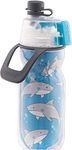 O2COOL Mist 'N Sip Kids Misting Water Bottle 2-in-1 Mist And Sip Function With No Leak Pull Top Spout 12oz (Sharks)