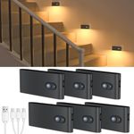 WILLED Rechargeable Night Light, Wireless Stair Lights Indoor, Warm White Motion Sensor Light Indoor, Stick-Anywhere, Battery Powered Night Light for Hallway, Stairway, Bathroom, Bedroom, 6 Pack