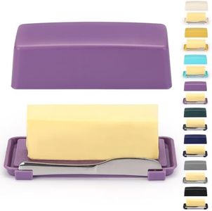 Piatto Per Il Burro Con Coperchio Per Il Piano Di Lavoro, Kyraton Porta Burro, Plastica Portaburro Con Raschietto In Acciaio Inox, Porta Burro Da Frigorifero, Regalo Da Cucina Per Moglie, Madre.