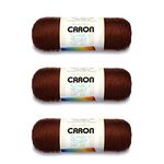 Caron Simply Soft Chocolate Yarn - 3 Pack of 170g/6oz - Acrylic - 4 Medium (Worsted) - 315 Yards - Knitting/Crochet